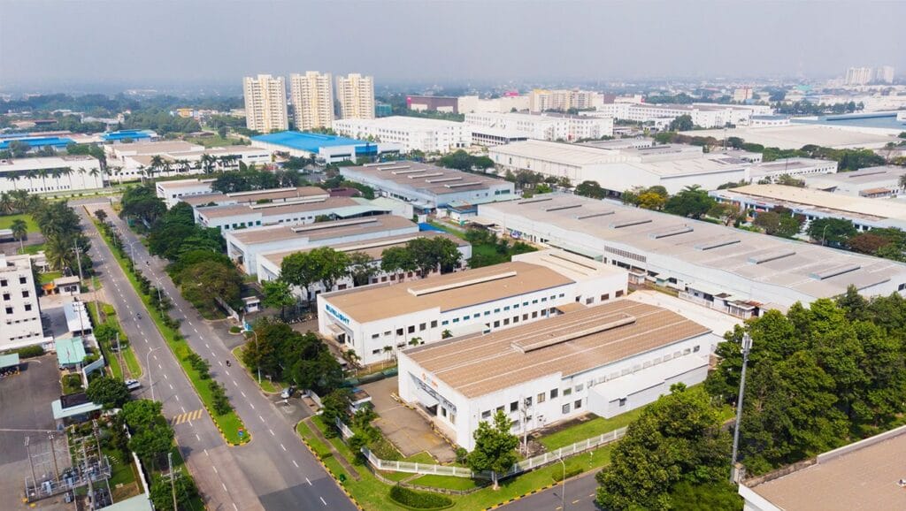 Khu công nghiệp tích hợp VSIP Hải Phòng nhìn từ trên cao.